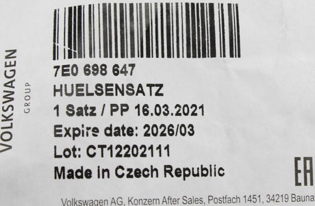 VW Transporter Audi A6 A7 A8 Set of Front caliper guide bushes 7E0698647