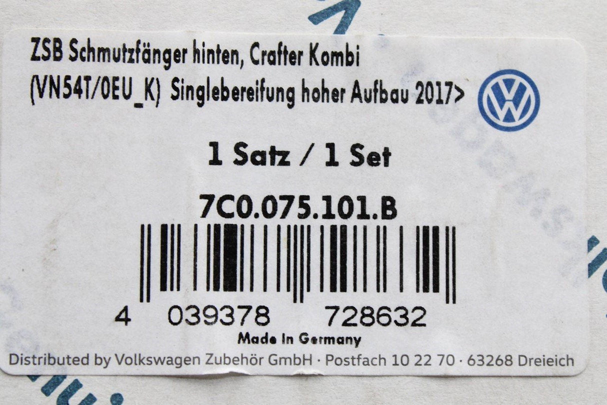 VW Crafter 2017-on accessory mud flaps set (rear) 7C0075101B