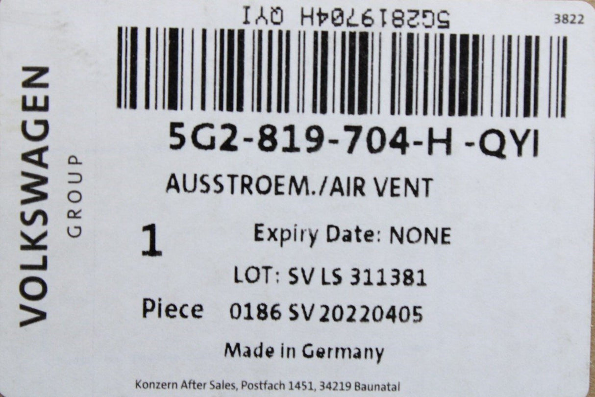 VW Golf MK7 Clubsport MK7.5 GTI GTD R dash vent (right) 5G2819704H QYI