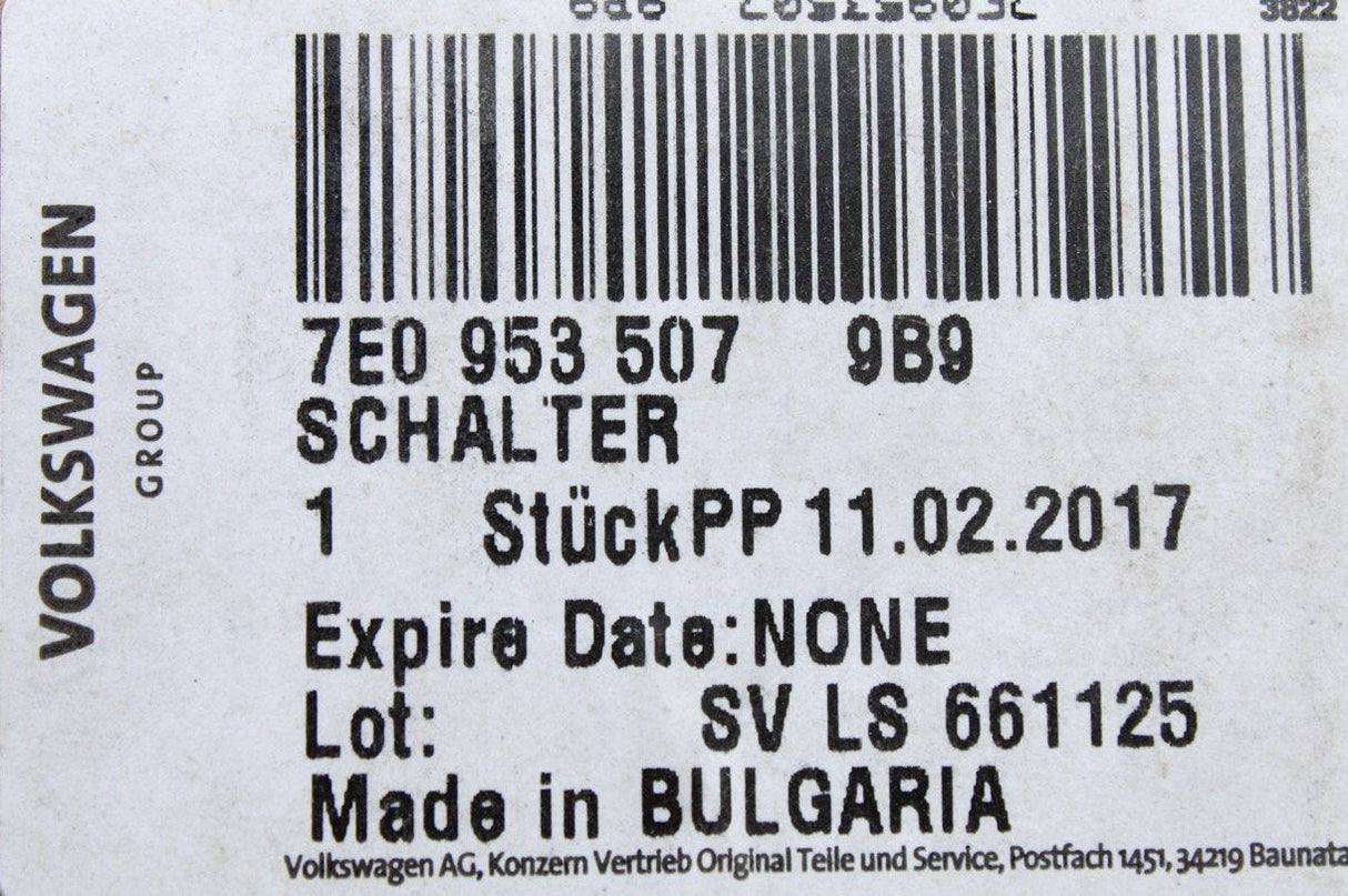 VW Transporter T6 steering column wiper indicator stalks 7E0953507 9B9