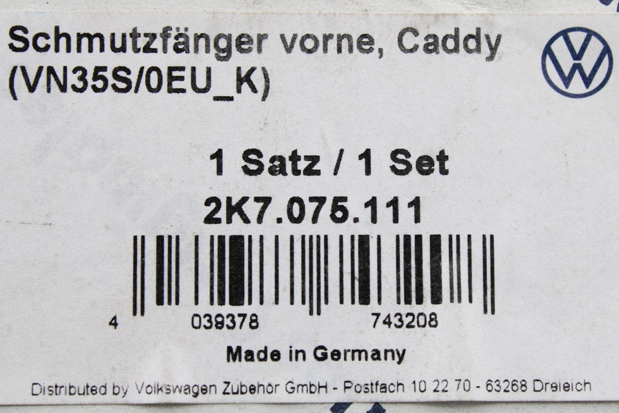 VW Caddy 2020-on accessory mud flaps set (front) 2K7075111