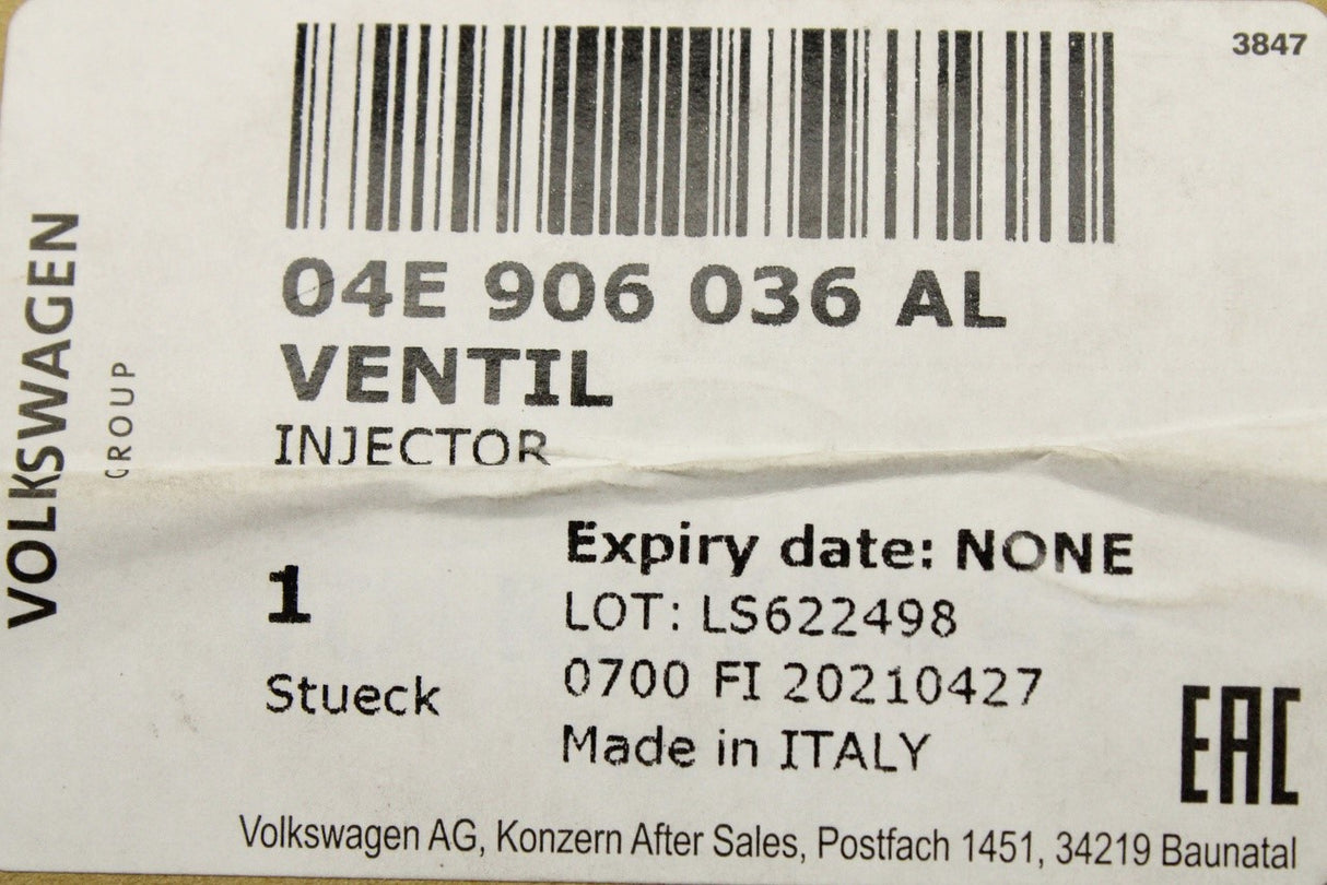 VW Golf Audi A1 Skoda Fabia SEAT injector (1.0 1.2 1.4 TSI) 04E906036AL