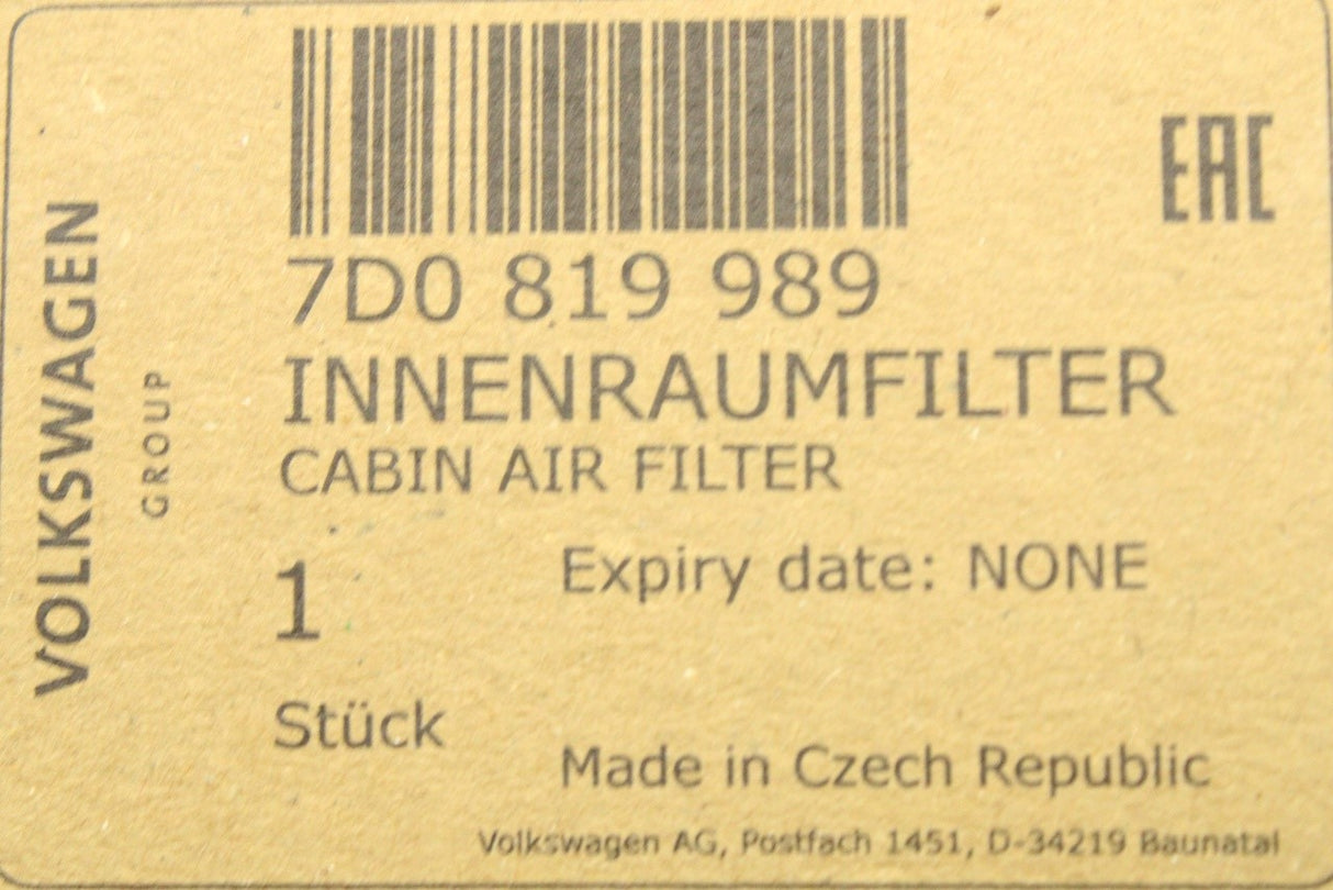 VW Transporter T4 1995-2004 pollen filter 7D0819989