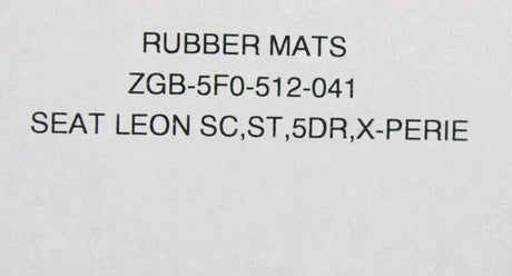 SEAT Leon 5F 2013-2020 front and rear rubber mat set (RHD) ZGB5F0512 041