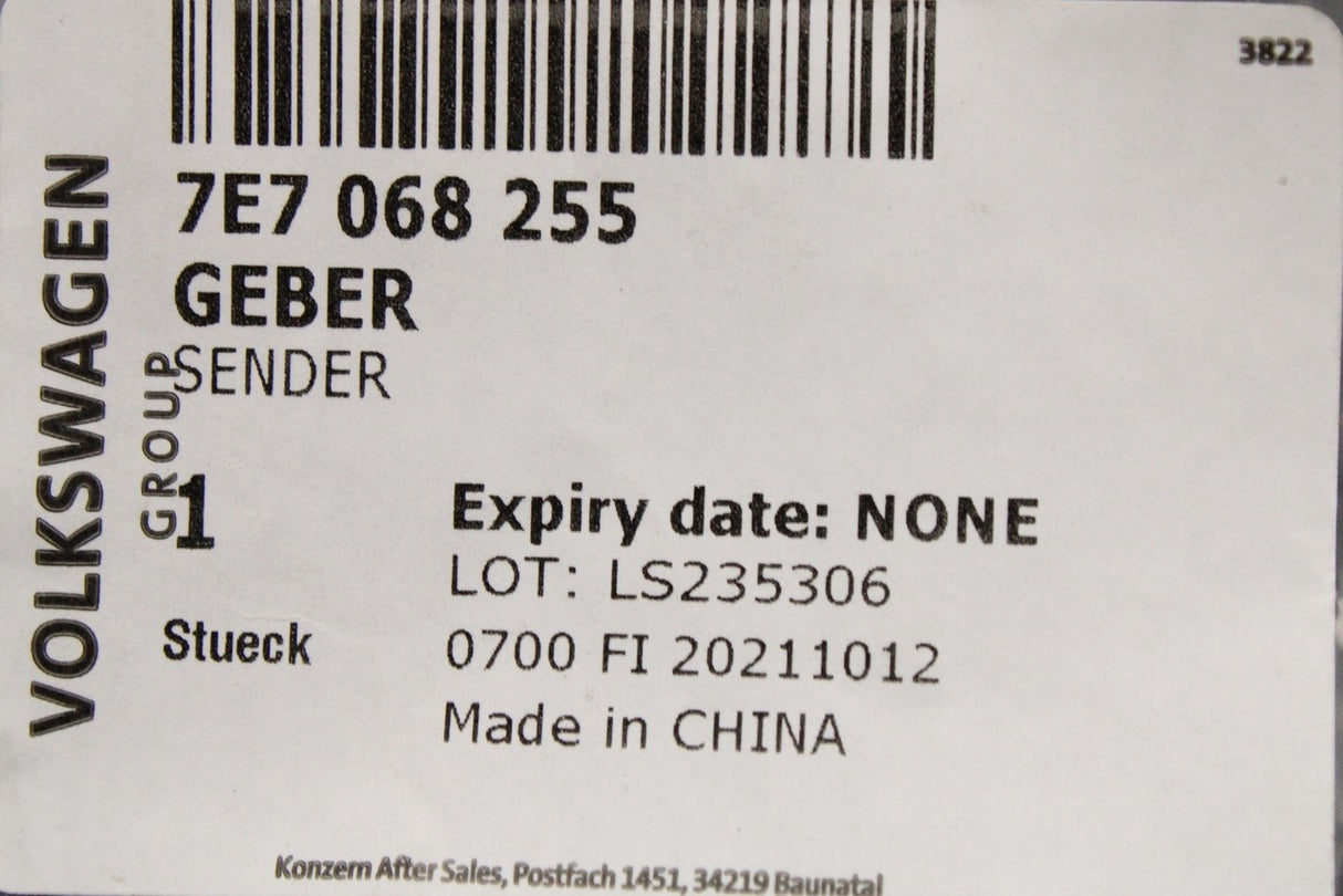 VW California T6.1 2020-on waste water level sensor 7E7068255