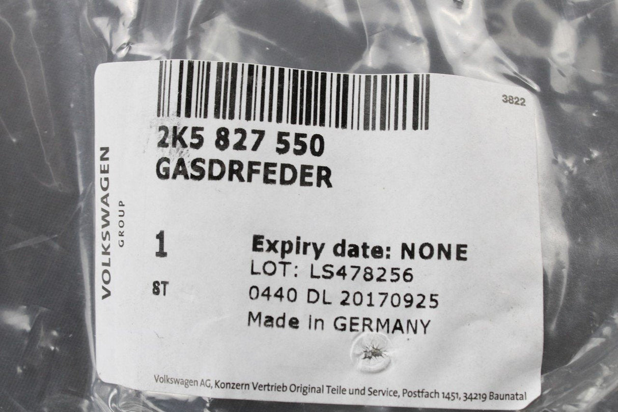 VW Caddy 2016-21 tailgate boot lid lift strut (x1) 2K5827550