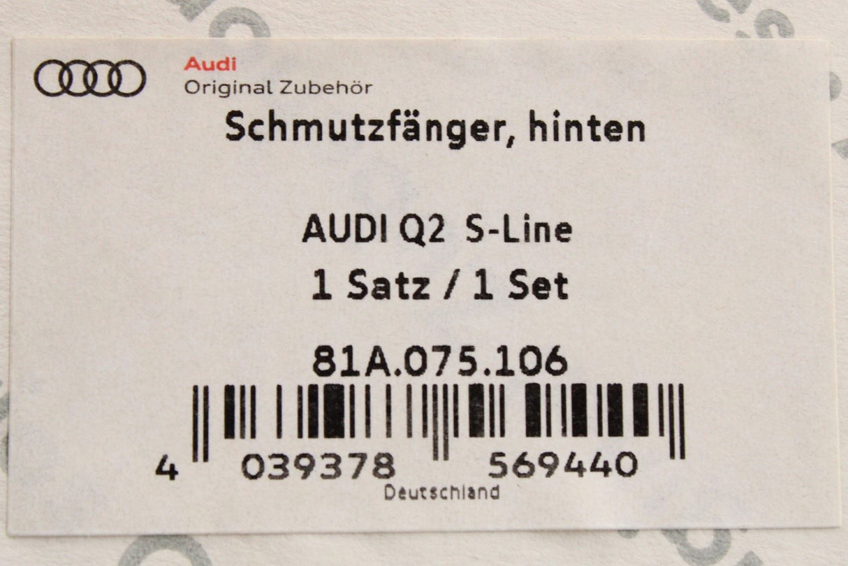 Audi Q2 2017-on S-Line mud flaps (rear) 81A075106