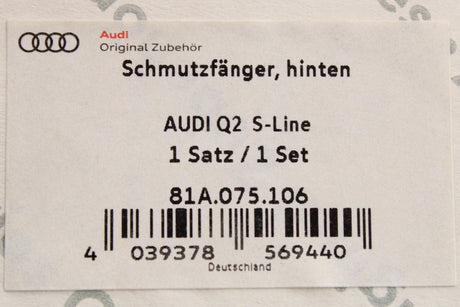 Audi Q2 2017-on S-Line mud flaps (rear) 81A075106
