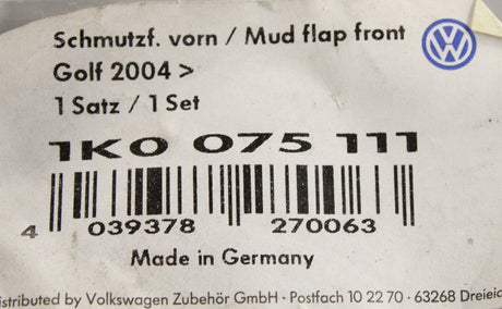 VW Golf MK5 04-08 Golf Plus accessory mud flaps (front) 1K0075111