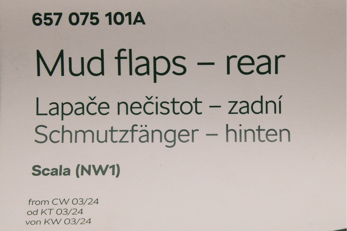 Skoda Scala 2024-on accessory mud flaps (rear) 657075101A