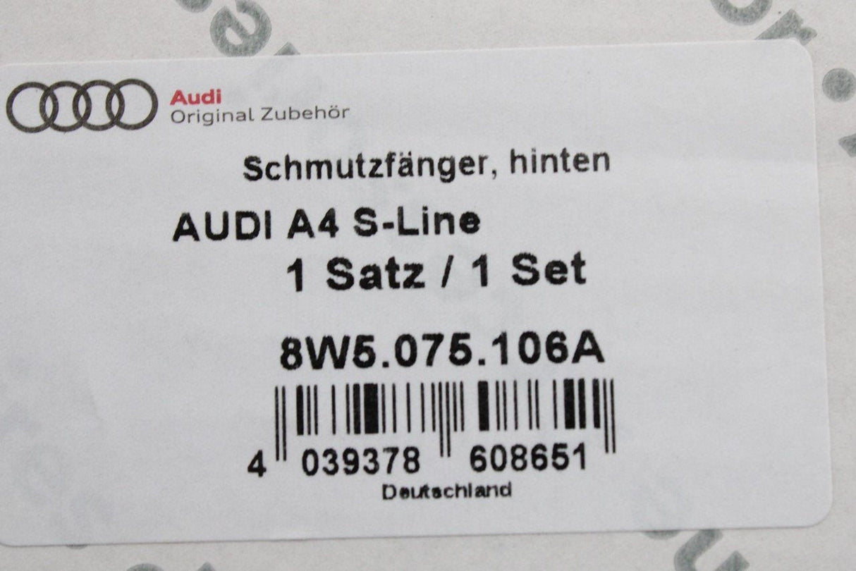 Audi A4 S-line 2020-on mud flaps set (rear) 8W5075106A