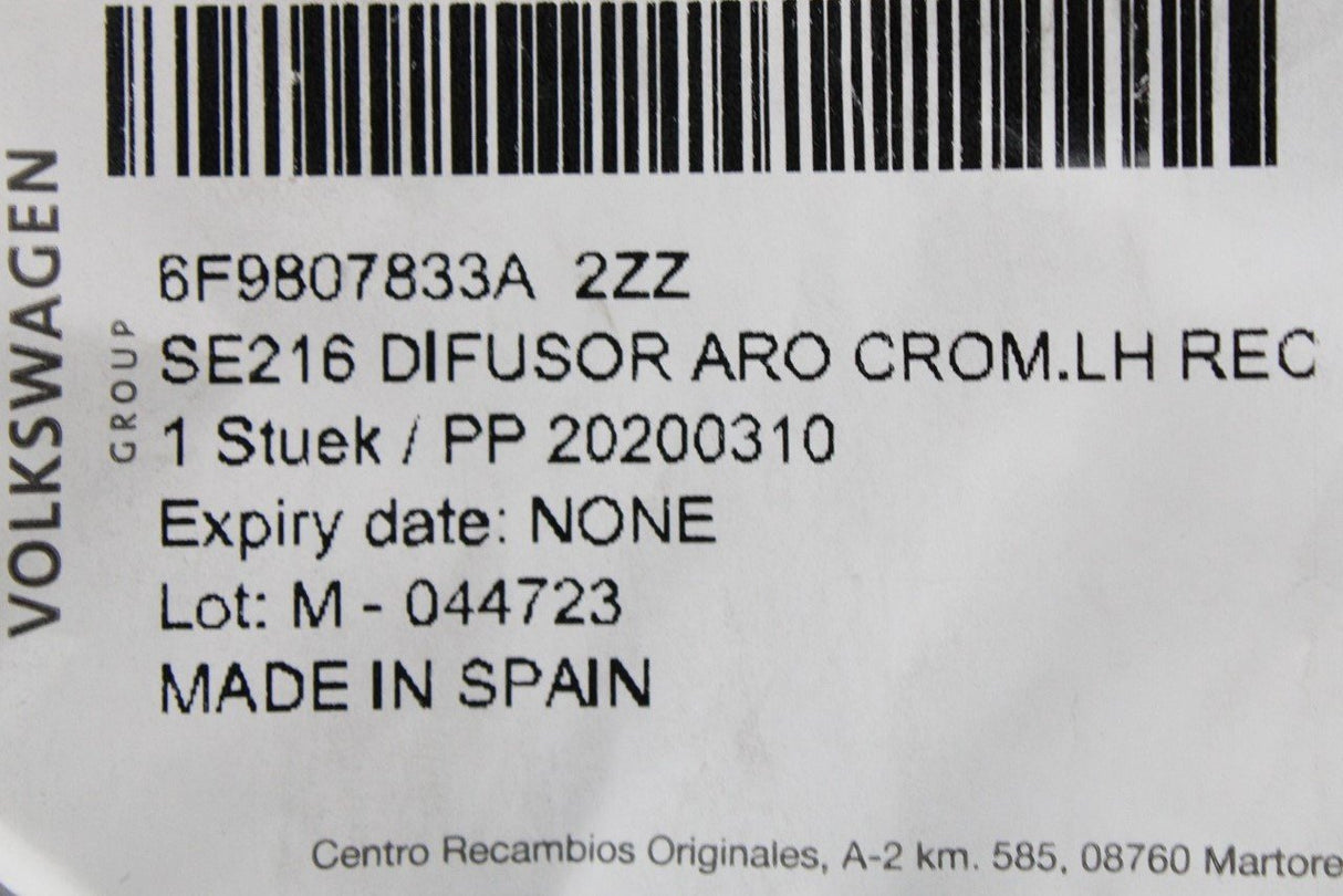 SEAT Arona FR 18- rear bumper exhaust trim chrome (left) 6F9807833A 2ZZ