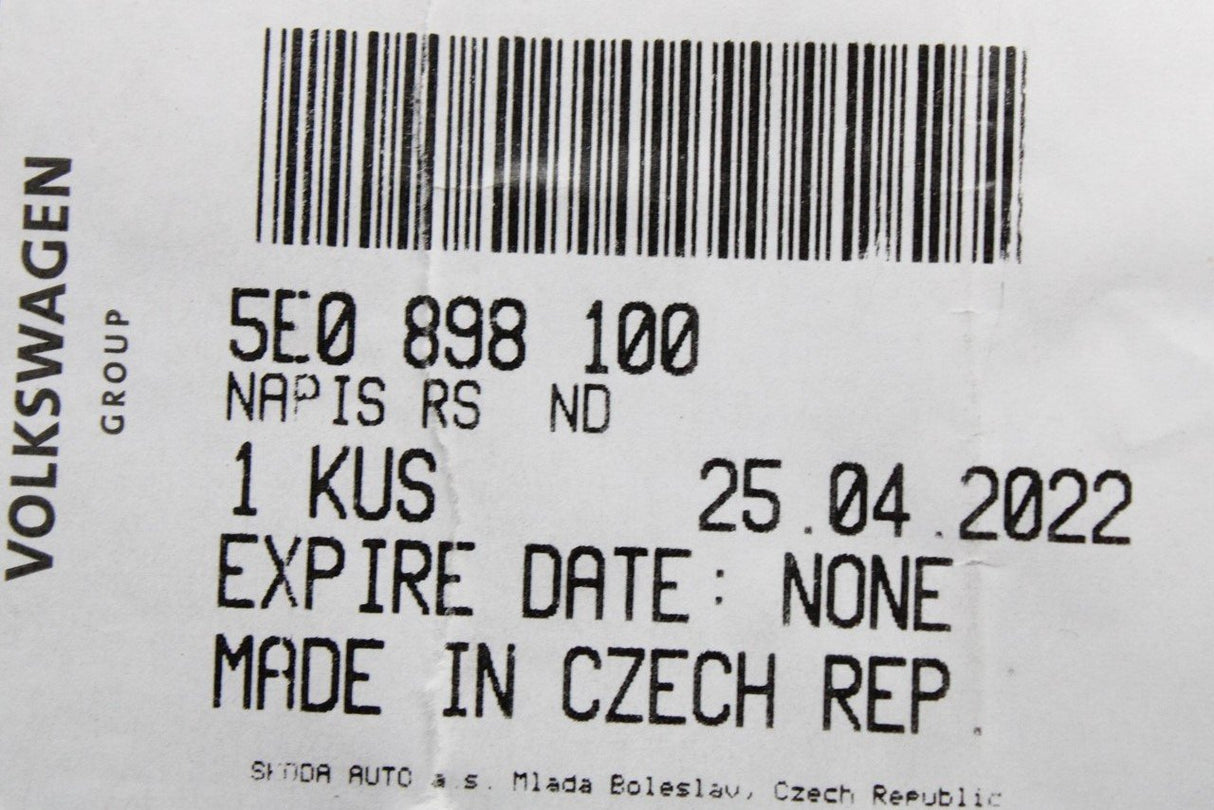 Skoda Octavia 13-17 VRS lettering badge grille emblem (front) 5E0898100