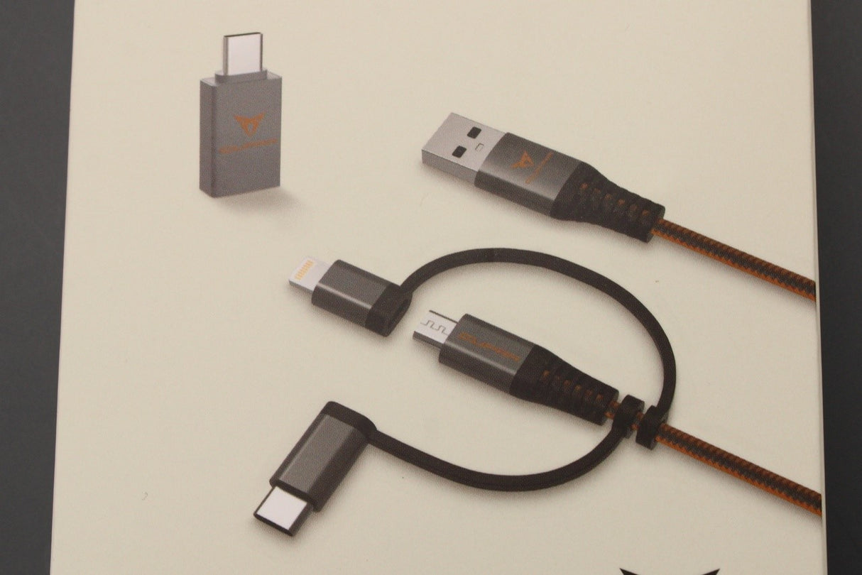 CUPRA 3-in-1 USB-C/Apple lightening/Micro-USB to USB-A cable 000051444AR