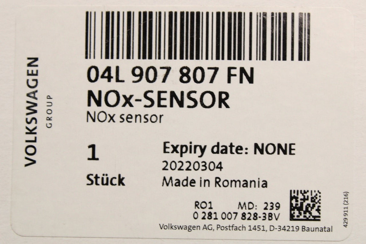 Skoda Karoq Octavia 2018-on 1.6 TDI NOx sensor (pre dpf) 04L907807FN