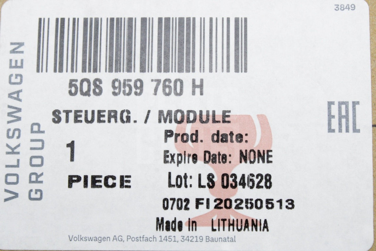 VW Skoda SEAT CUPRA seat backrest adjustment control module 5QS959760H