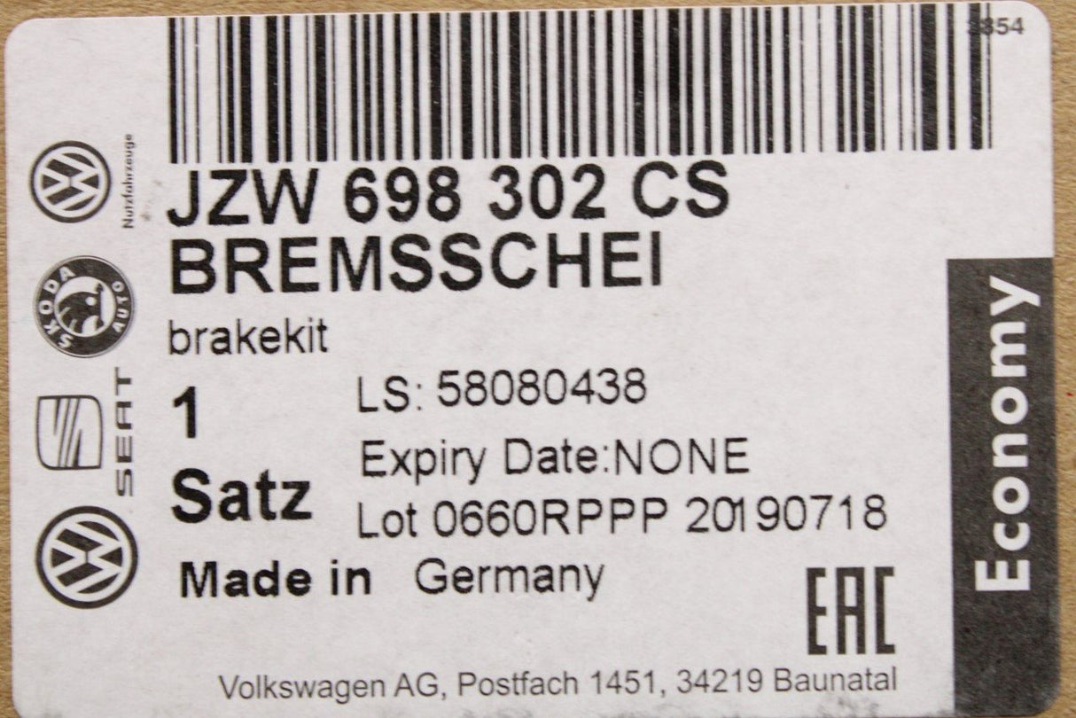 VW Golf Skoda Octavia SEAT brake discs & pads set (front) JZW698302CS
