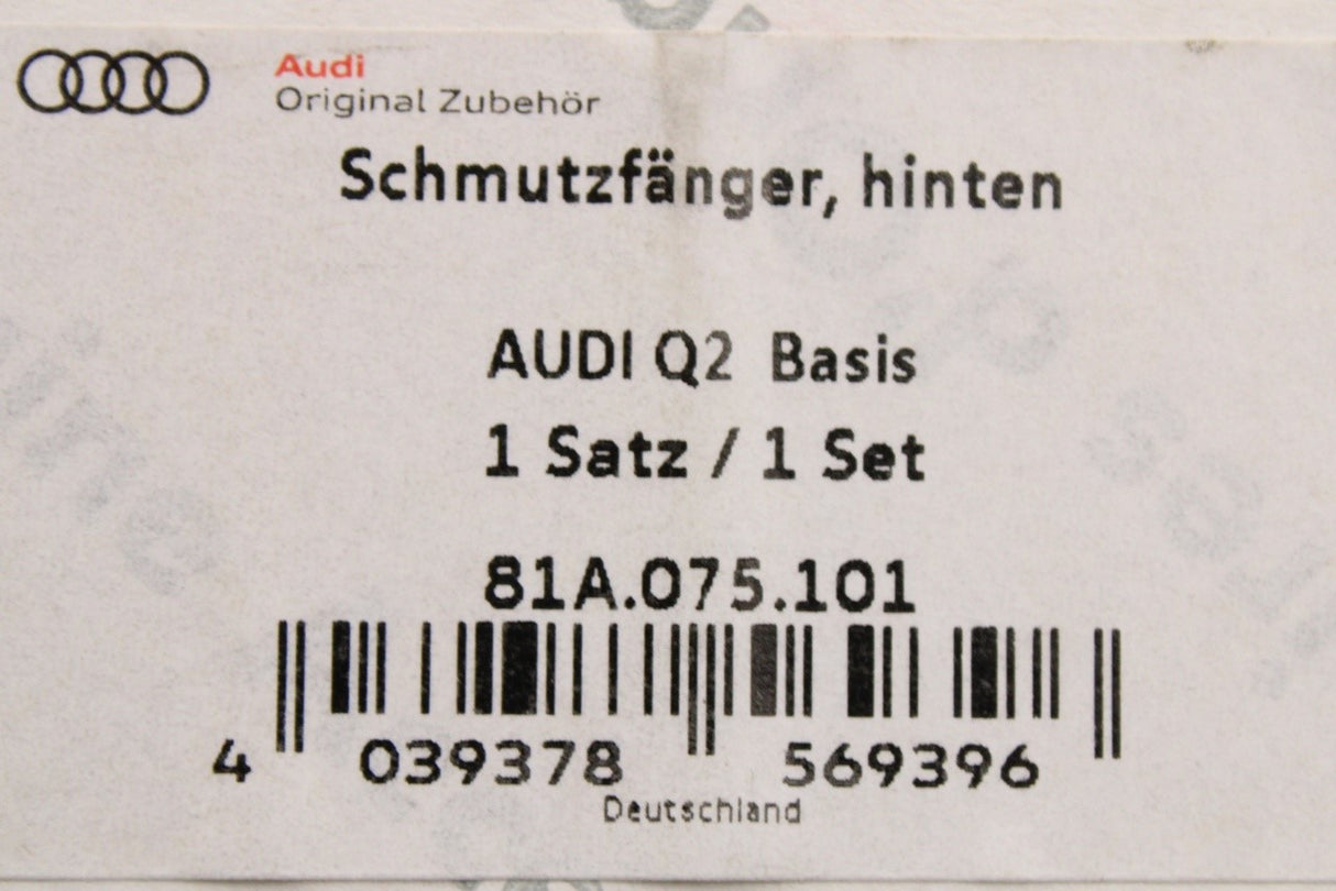 Audi Q2 2017-on mud flaps (rear) 81A075101