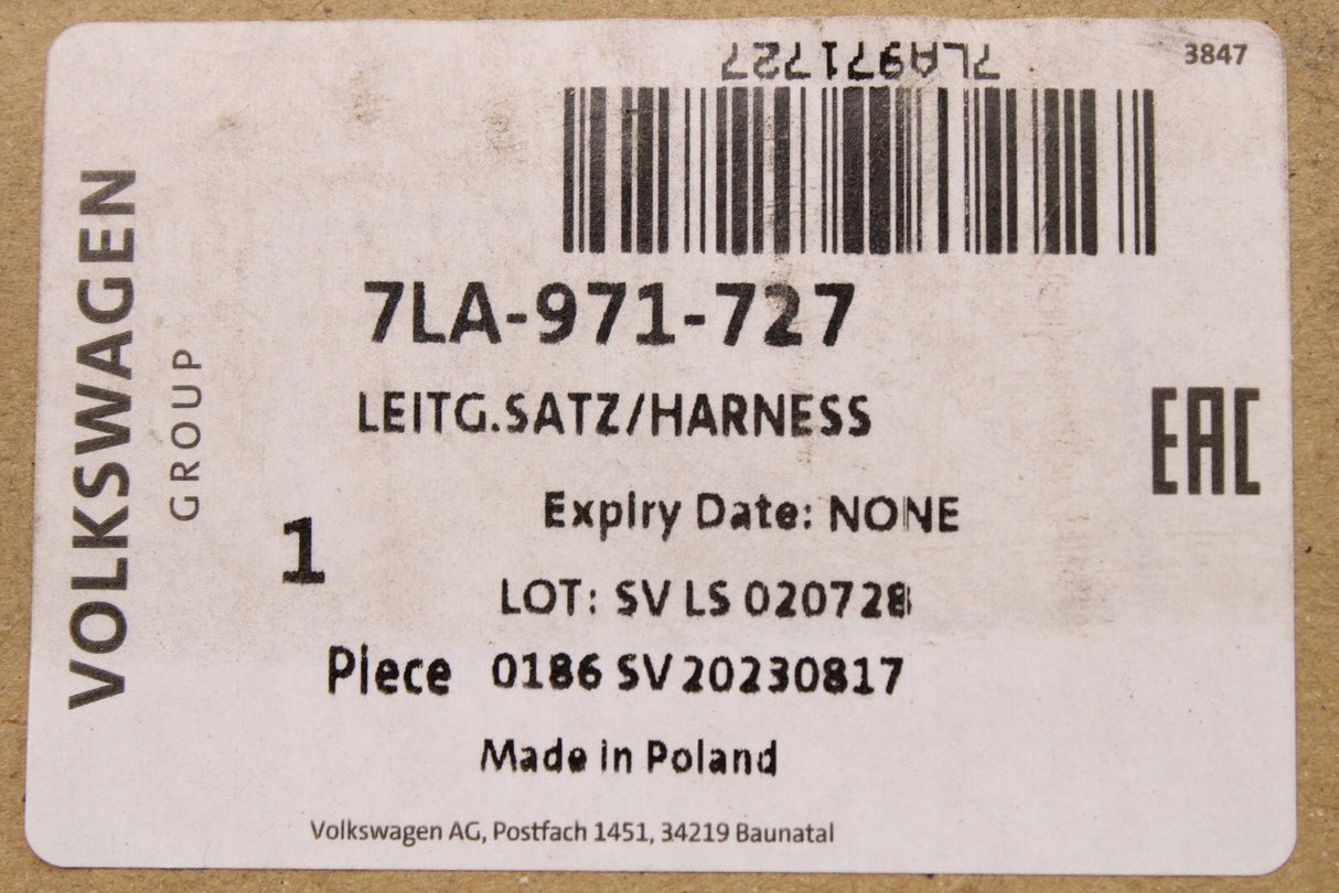 VW Transporter T6.1 2020-on fuel pump wiring harness 7LA971727