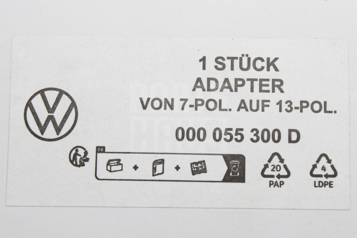 Volkswagen accessory towing adapter 7 pin to 13 pin 000055300D
