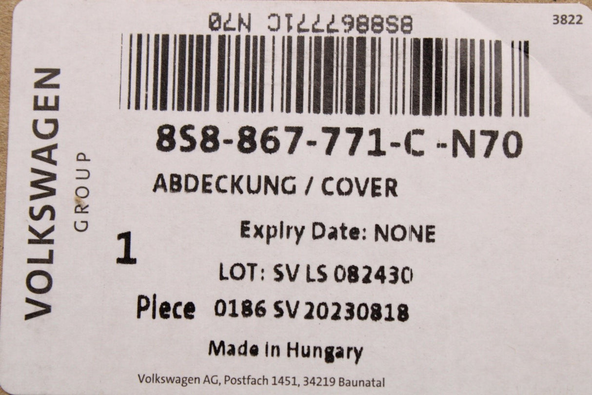 Audi TT TTS TTRS Coupe 2015-on rear parcel shelf 8S8867771C N70