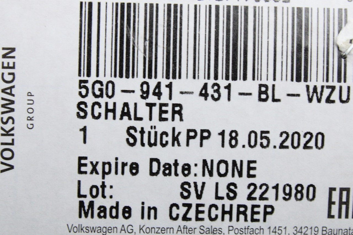 VW Golf MK7 7.5 Transporter T6.1 headlight control switch 5G0941431BLWZU