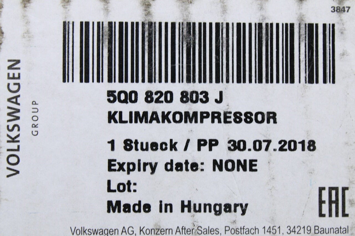 Audi Skoda SEAT air conditioning AC compressor 5Q0820803J