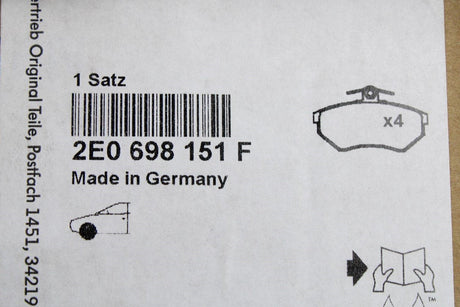 VW Crafter 2006-16 front brake pads for 300mm discs (front) 2E0698151F