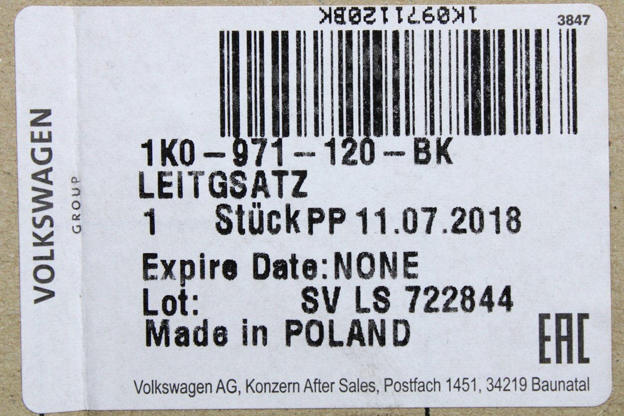 VW Golf MK5 Jetta front left door wiring loom harness 1K0971120BK