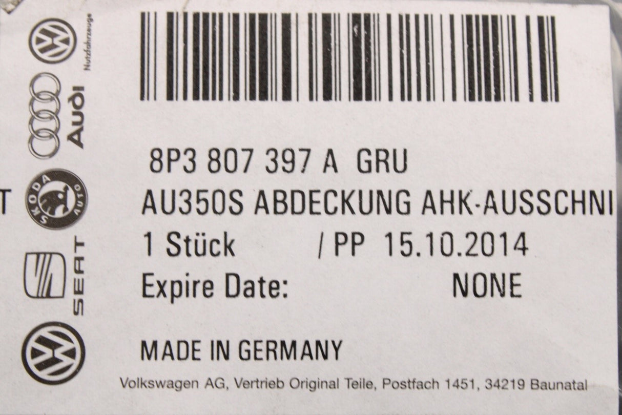 Audi A3 2004-2008 rear tow bar bumper cover (primed) 8P3807397A GRU