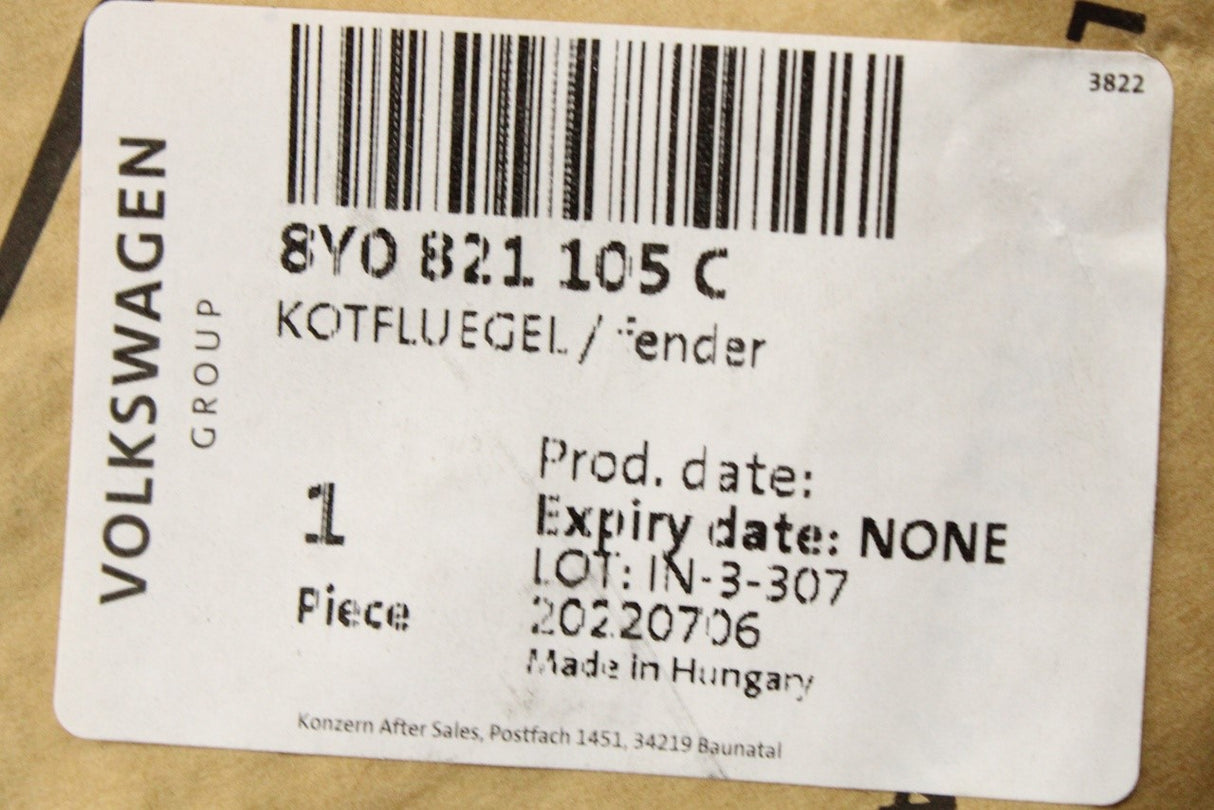 Audi RS3 8Y 2021-on front wing panel (left) 8Y0821105C