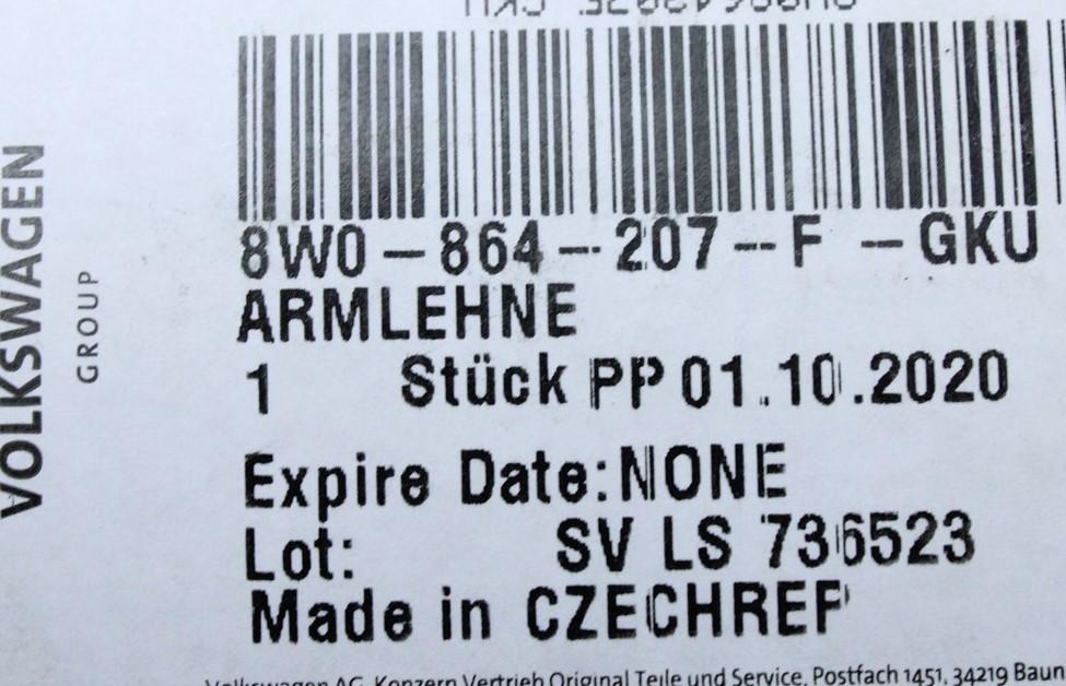 Audi A4 S4 RS4 B9 A5 S5 RS5 front centre leather armrest 8W0864207F GKU
