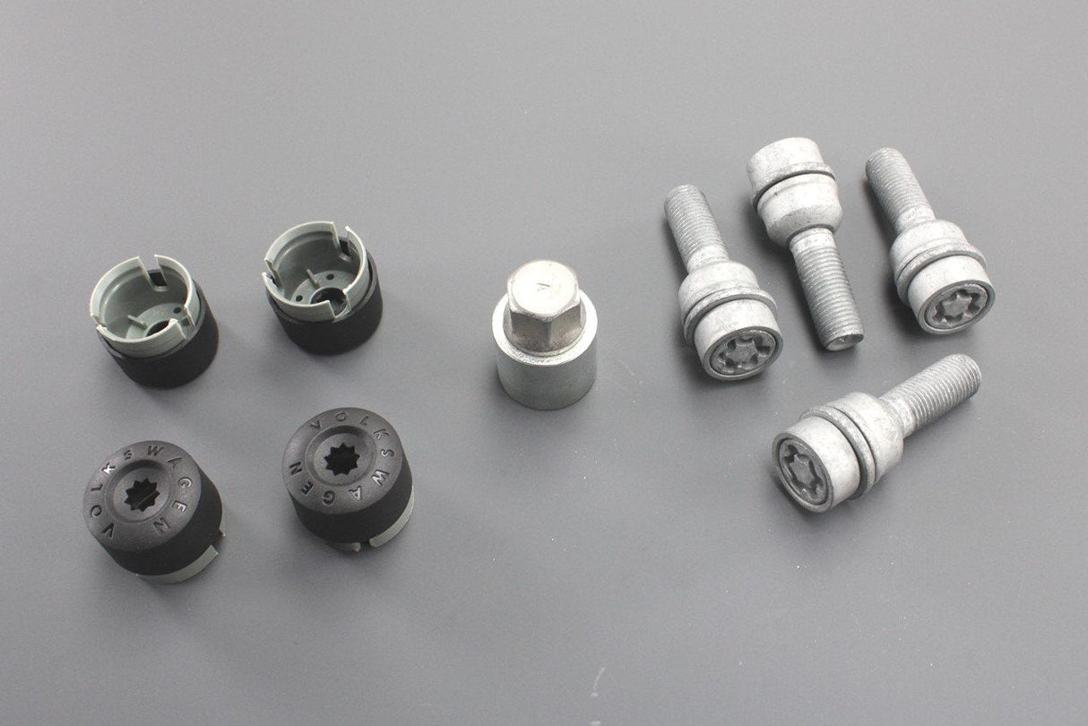 VW Transporter T5 T6 Amarok locking wheel nut kit with caps 2H0698137A