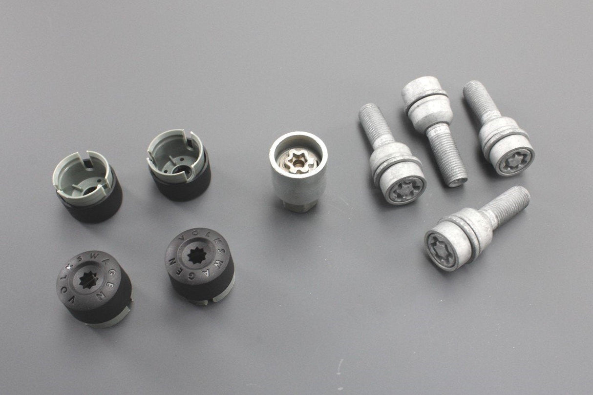 VW Transporter T5 T6 Amarok locking wheel nut kit with caps 2H0698137A