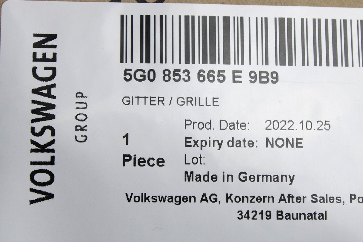 VW Golf MK7 GTI 13-17 fog light vent grille (front left) 5G0853665E 9B9