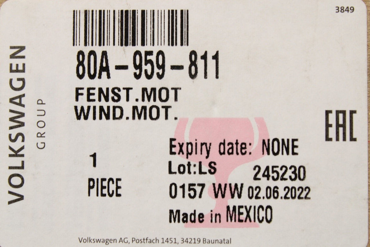 VW Tiguan Allspace Audi Q5 2017-on window motor (rear right) 80A959811