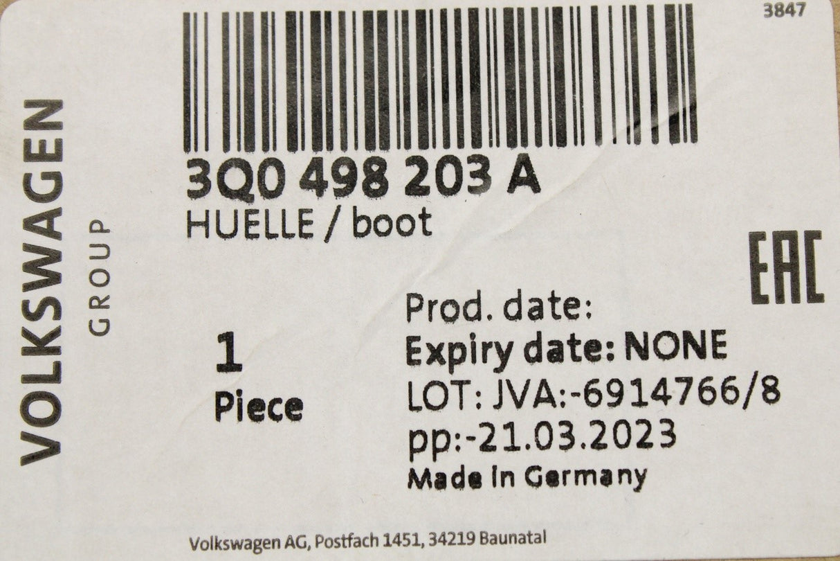 VW Arteon Audi A3 Skoda SEAT CUPRA outer CV boot kit (x1) 3Q0498203A