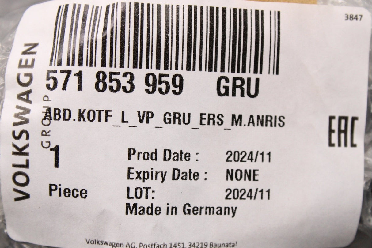VW Tiguan 2024-on lower front wing trim (left) 571853959 GRU