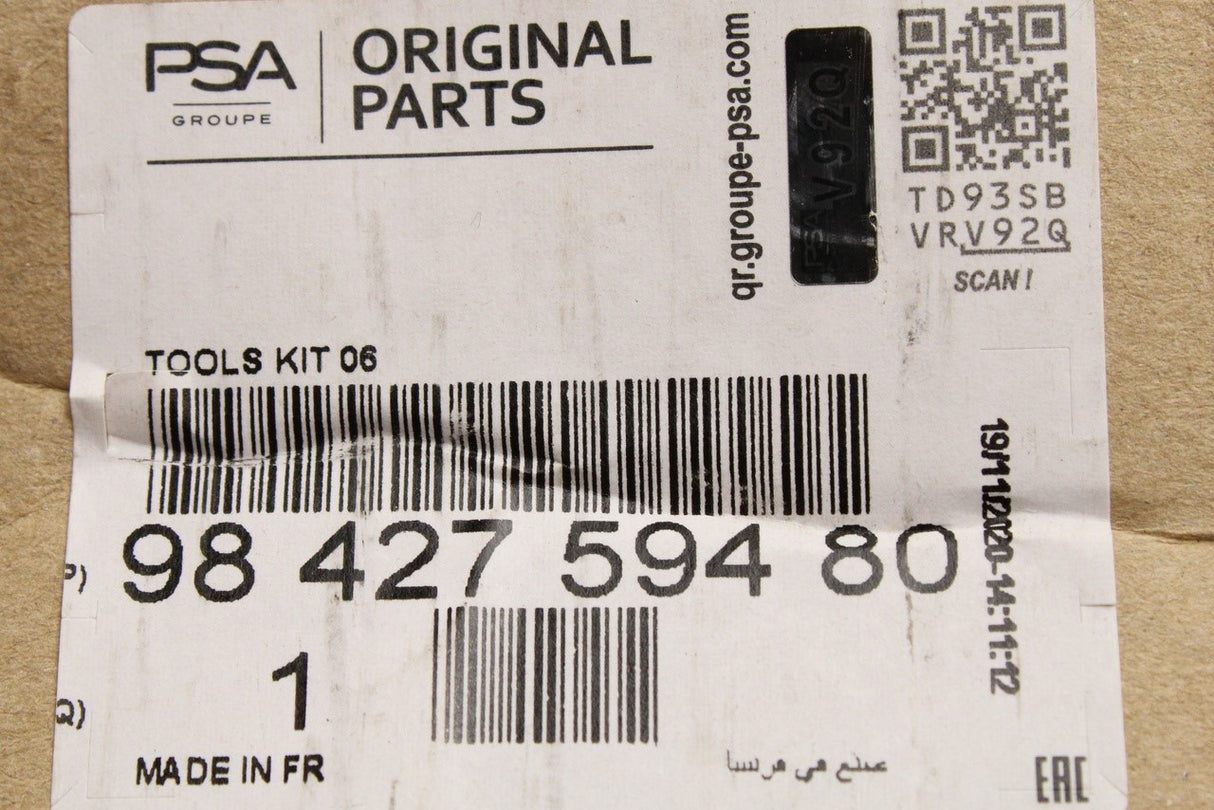 Vauxhall Corsa 2020-on spare wheel tool kit (diesel) 9842759480