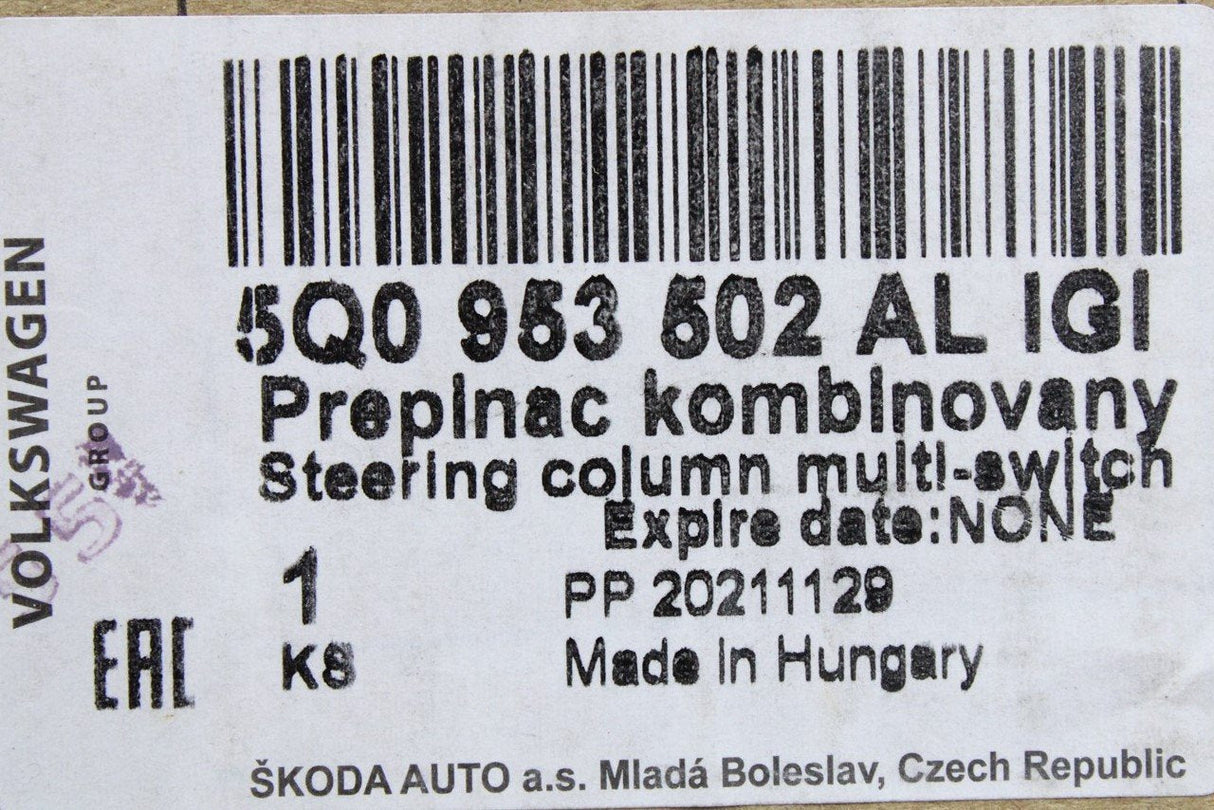 Skoda SEAT steering column indicator stalk switch 5Q0953502AL IGI