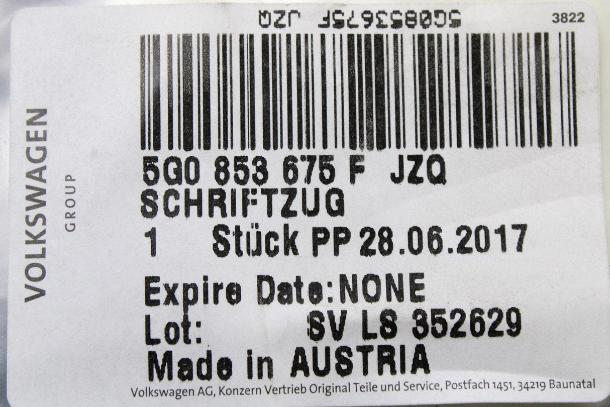 VW Golf MK7 7.5 Transporter Caddy rear TDI badge emblem 5G0853675F JZQ