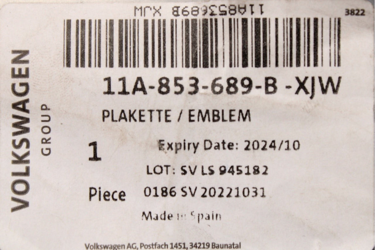 VW ID.4 ID.5 21-on wing badge emblem 'pure' (front left) 11A853689B XJW