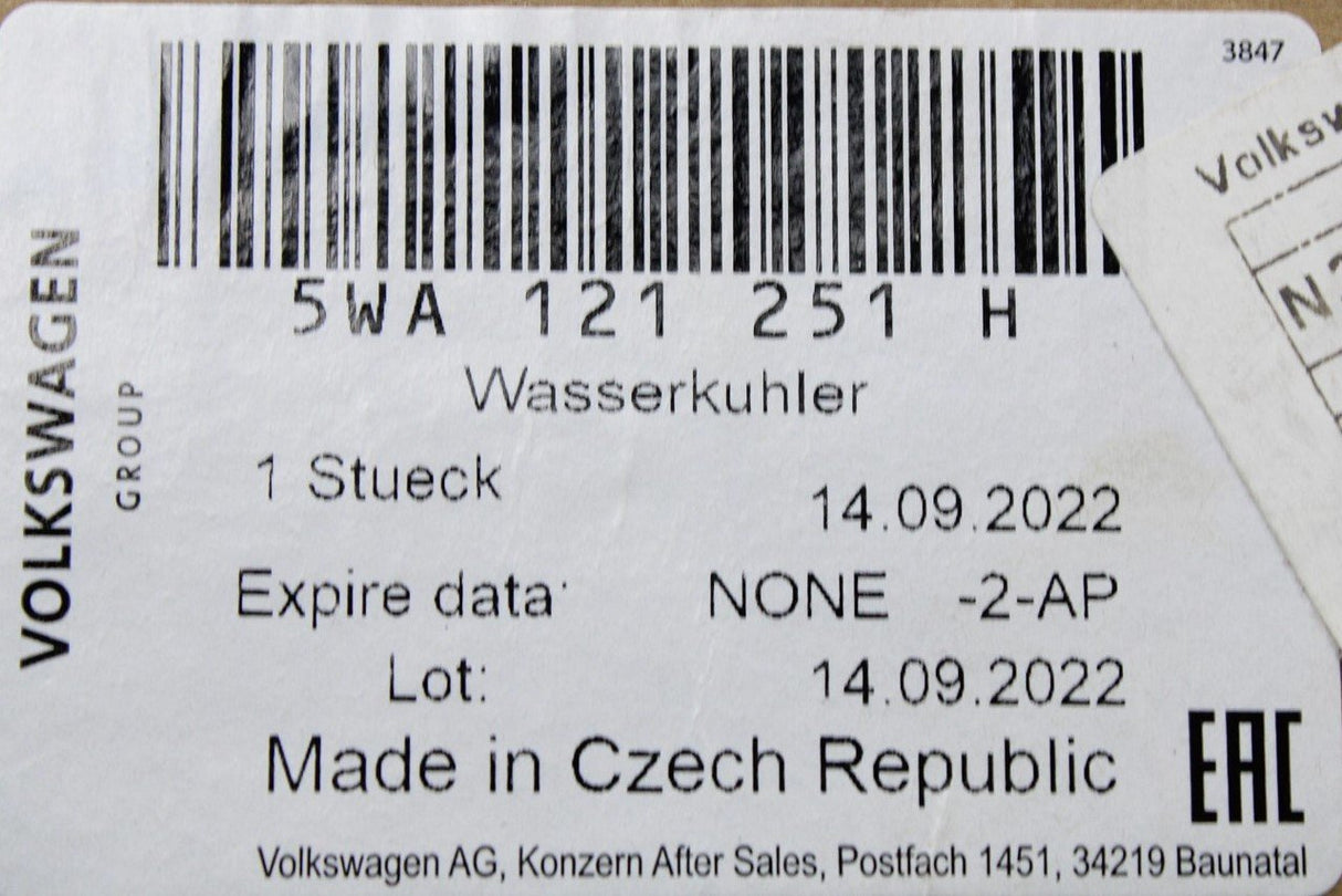 VW Golf MK7 GTI Audi S3 Skoda SEAT coolant radiator (2.0 TSI) 5WA121251H