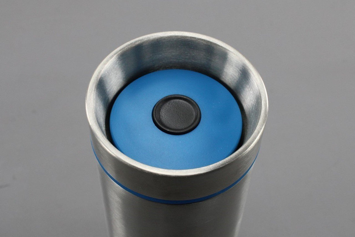 VW design thermos thermal travel mug steel silver/blue 450ml 33D069604