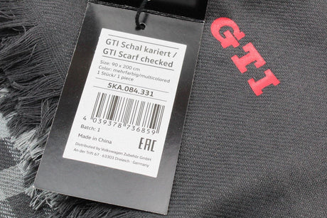 VW Volkswagen GTI check pattern neck scarf grey/red 5KA084331