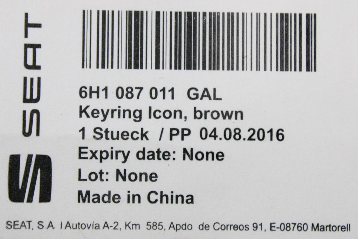 SEAT accessory icon logo leather look key ring (brown) 6H1087011 GAL