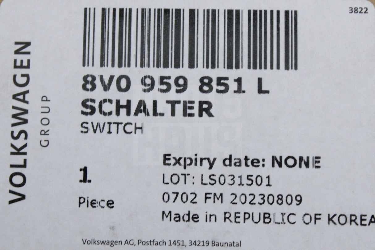 Audi A3 S3 RS3 Q2 2017-21 drivers electric window switches 8V0959851L