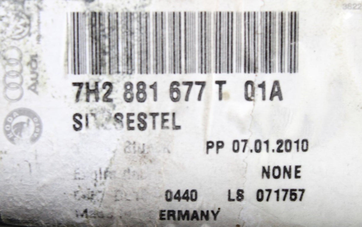 VW Transporter T5 03-10 front seat base frame RHD (left) 7H2881677T 01A