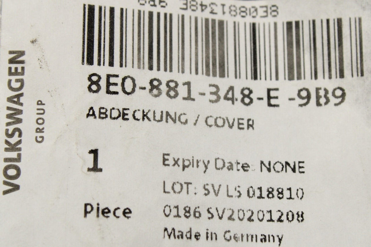 VW Beetle Audi A4 Skoda Superb SEAT seat rail end cover 8E0881348E 9B9