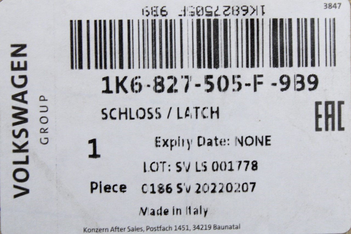 VW Golf MK5 Passat B6 estate rear boot lid tailgate latch 1K6827505F 9B9
